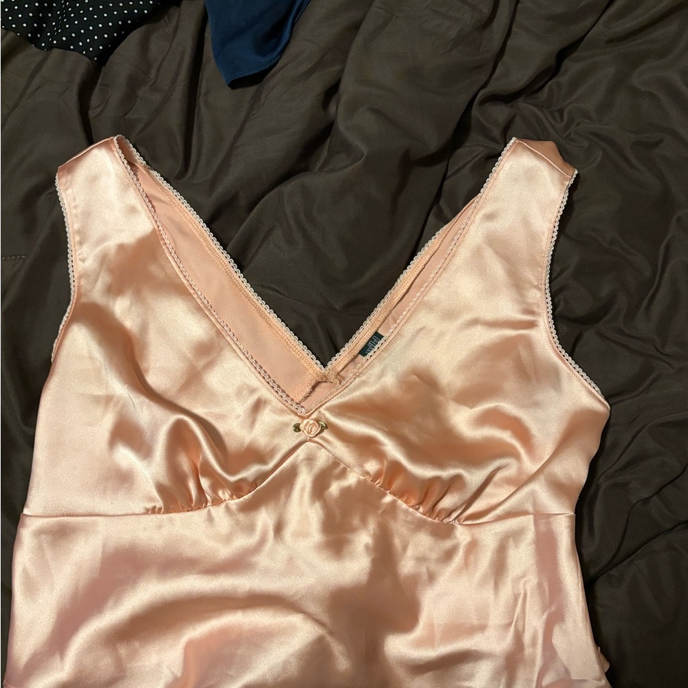 wild fable Satin V-Neck Chemise in Light Peach